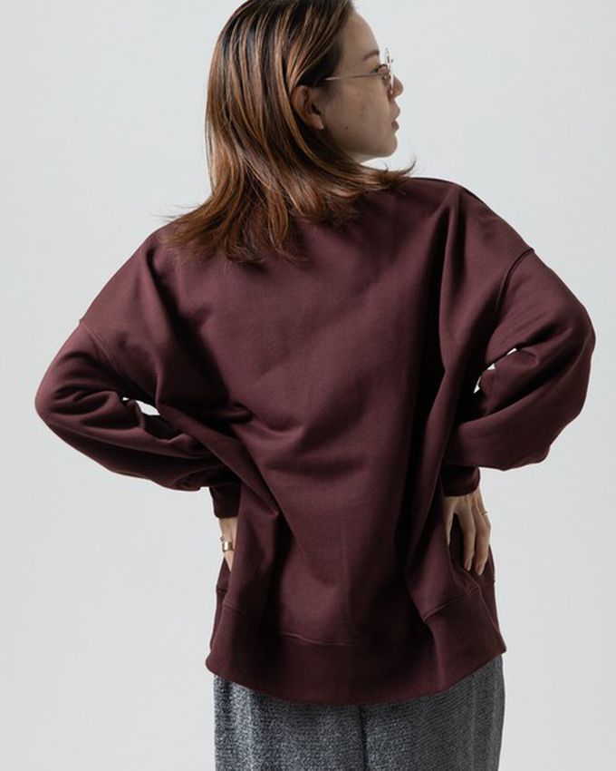 日本 gleam - 裏毛寬版學院風花卉大學T-灰