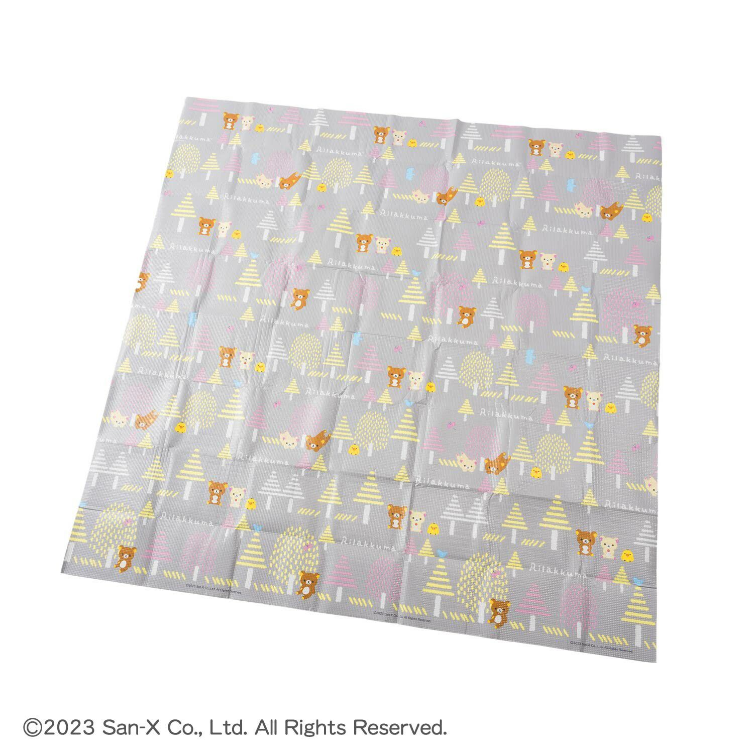 日本代購 - 3層構造防水野餐墊(附收納袋)(4-5人)-拉拉熊小森林-淺灰 (180x180cm)