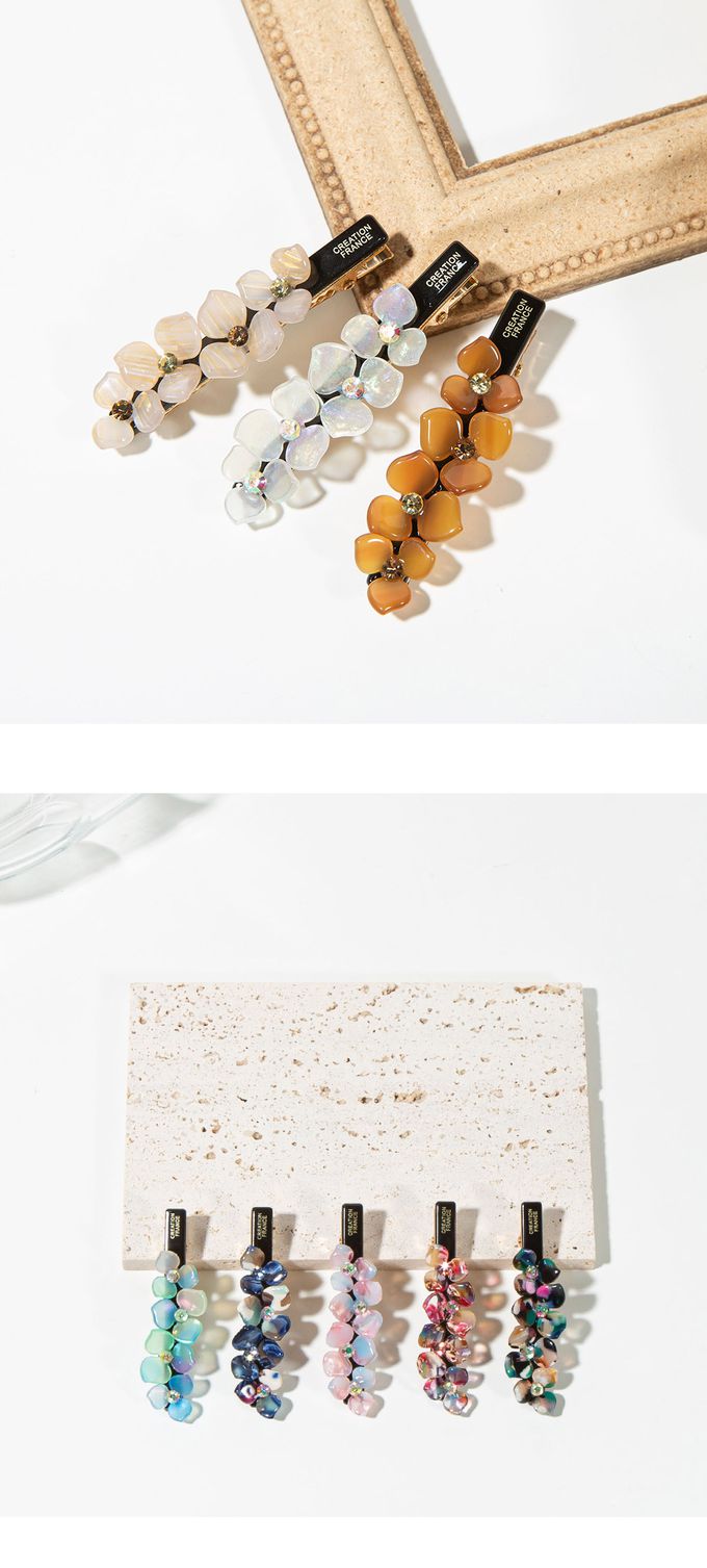 韓國 Soo&Soo - 正韓製CREATION FRANCE立體花朵髮夾-絢彩紅寶石