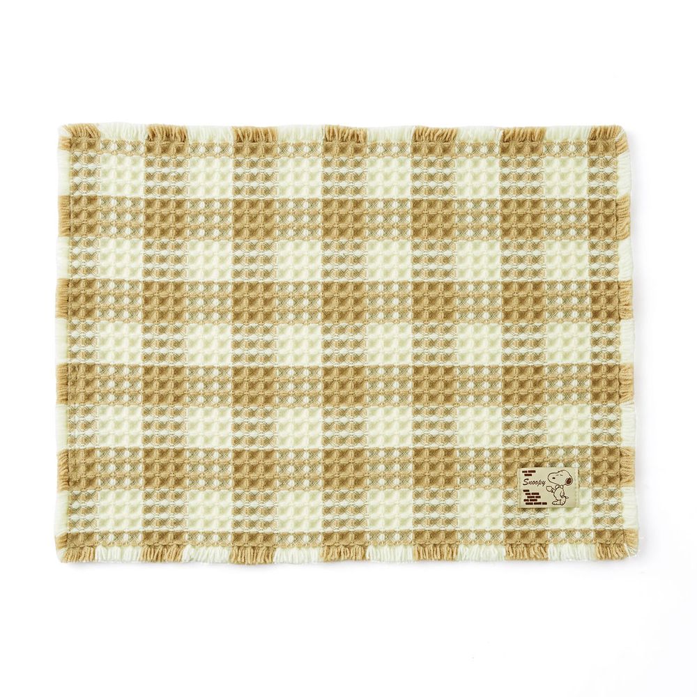 日本千趣會 - 史努比 鬆餅紋吸水腳踏墊(浴室)-格紋-米杏 (45x60cm)