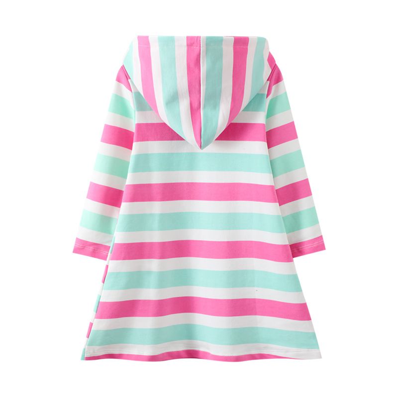 Jumping meters - 連帽棉質長袖連身大學T-亮片獨角獸-藍+粉+白