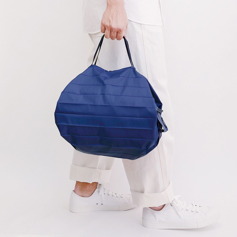 日本 MARNA - Shupatto 秒收摺疊購物袋-五週年限定升級款-沈靜藍 (M(30x35cm))-耐重5kg / 15L