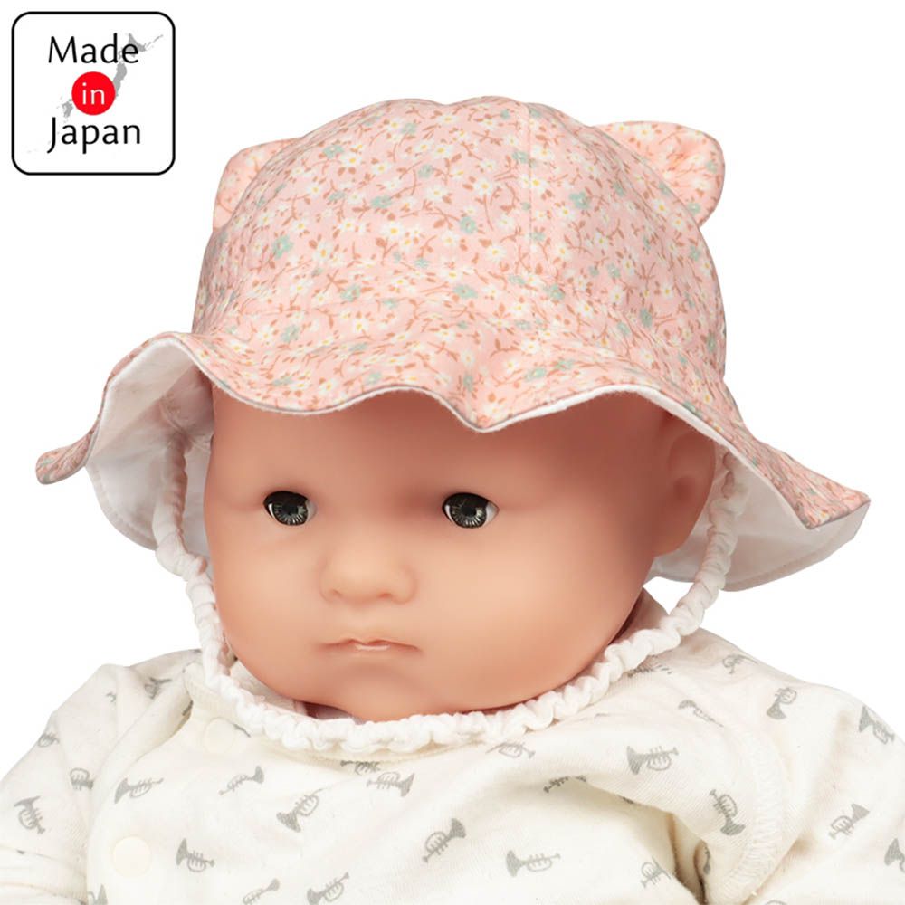 嬰幼兒鬱金香帽-動物耳朵-粉紅色