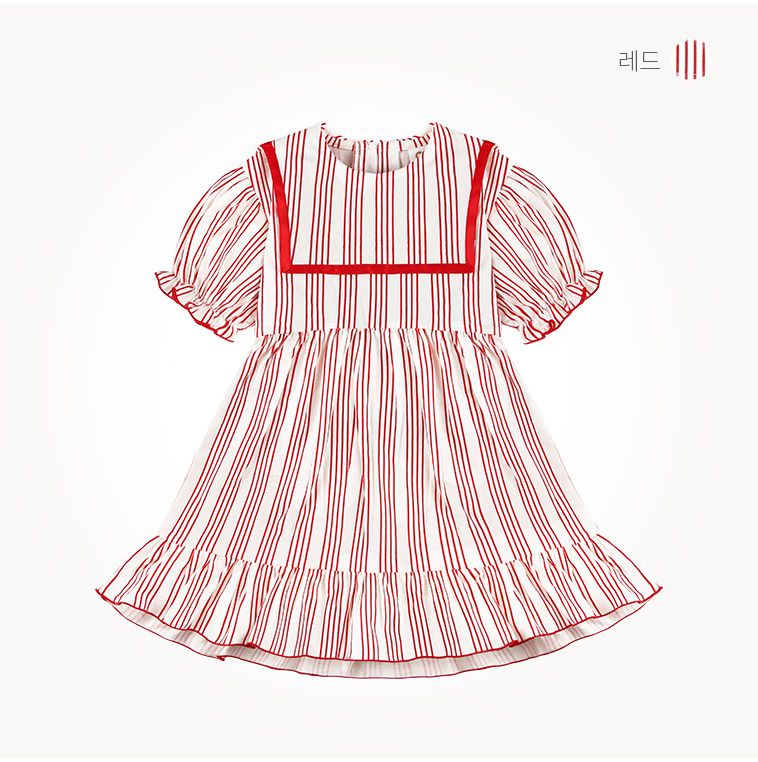 韓國 milk mile - 水手領紅條紋洋裝