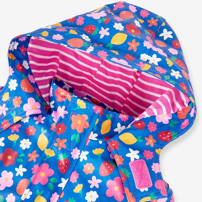 英國 JoJo Maman BeBe - 三合一多功能防水保暖外套-草莓花圃