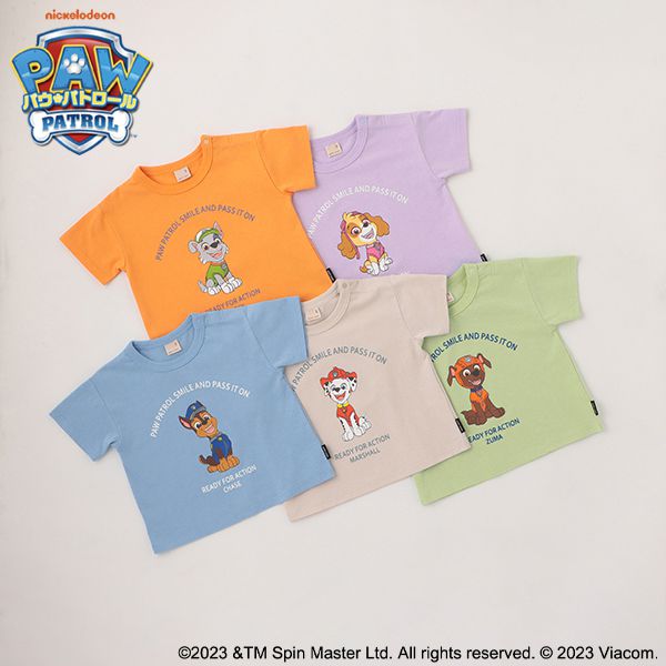 日本 petit main - 汪汪隊聯名 印花短袖上衣-毛毛-卡其