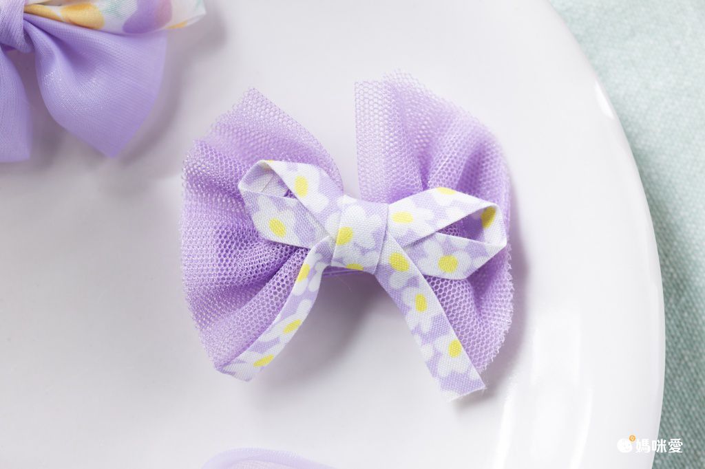 甜美網紗小清新布藝髮夾(10入組)-黃色