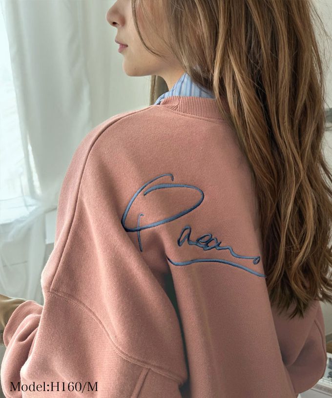 日本 Classical Elf - 背後率性logo刺繡裏起毛落肩上衣-金色字-海軍藍