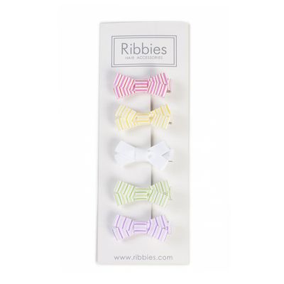 英國 Ribbies - 條紋蝴蝶結五入組