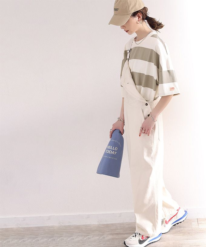 日本 Classical Elf - Java 純棉寬條紋落肩五分袖上衣-白x灰