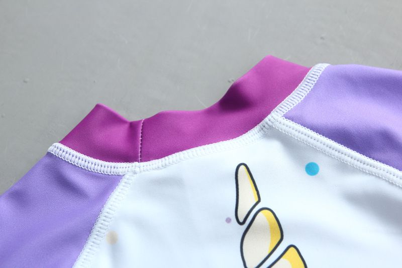 女寶防曬長袖泳裝套裝(附帽子)-夢幻獨角獸-紫色