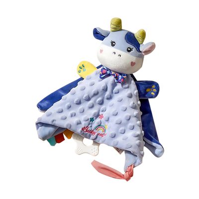 JoyNa - 玩偶安撫巾 捏捏咬咬口水巾 泡泡絨安撫玩偶-牛小牛 (29*29cm)