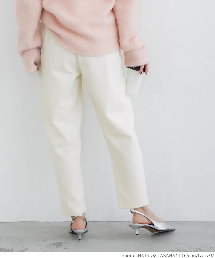 日本 COCA - 裏起毛率性休閒錐型褲-象牙白