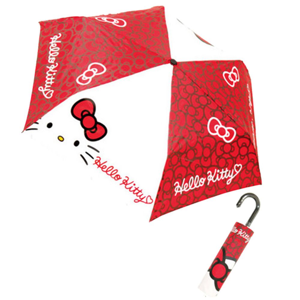 日本代購 - 卡通折疊雨傘-紅白Kitty (53cm(125cm以上))