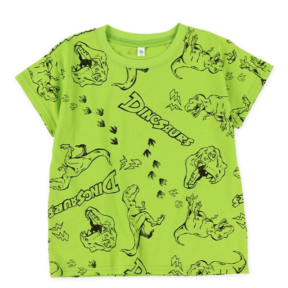 漫畫風線條恐龍短袖上衣-草綠