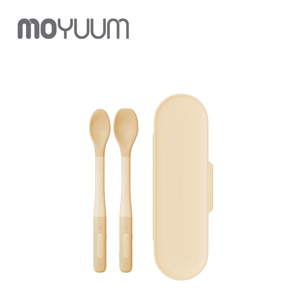 韓國 Moyuum - 彎曲餵食雙匙組 (2入/組)-奶油黃