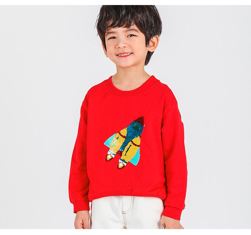 韓國 OZKIZ - 閃亮變色長袖大學T-火箭紅