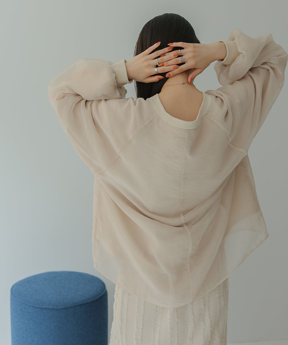 日本 Bab - [推薦]薄紗層次精緻女孩長袖上衣-淺卡其