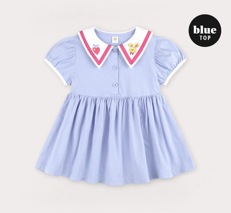 韓國 HEJMINI - BUNNY兔翻領鈕扣套裝-藍紫