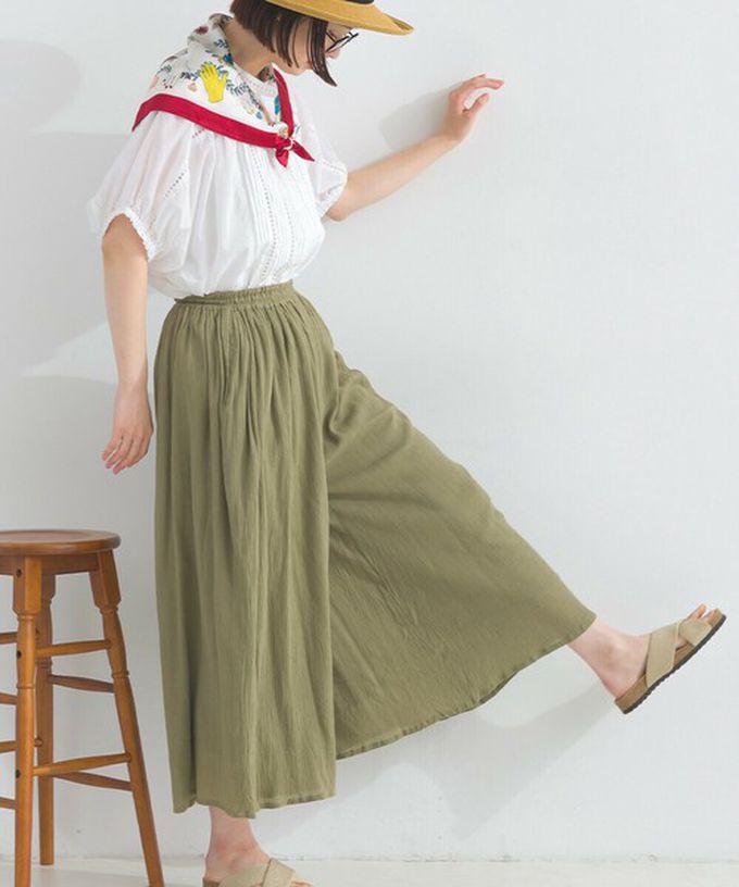 日本 Lupilien - 100%印度棉 輕盈飄逸寬褲-炭灰