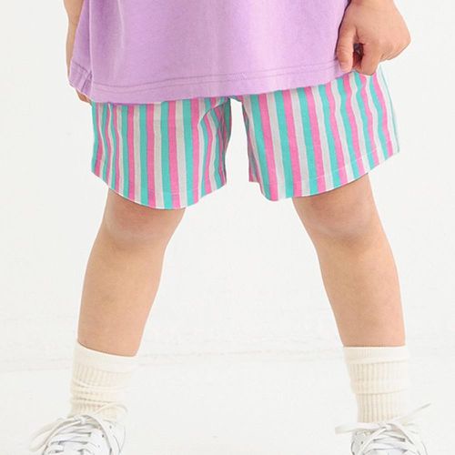日本 BREEZE - 超人氣時尚短褲(4分丈)-直條紋-粉紅
