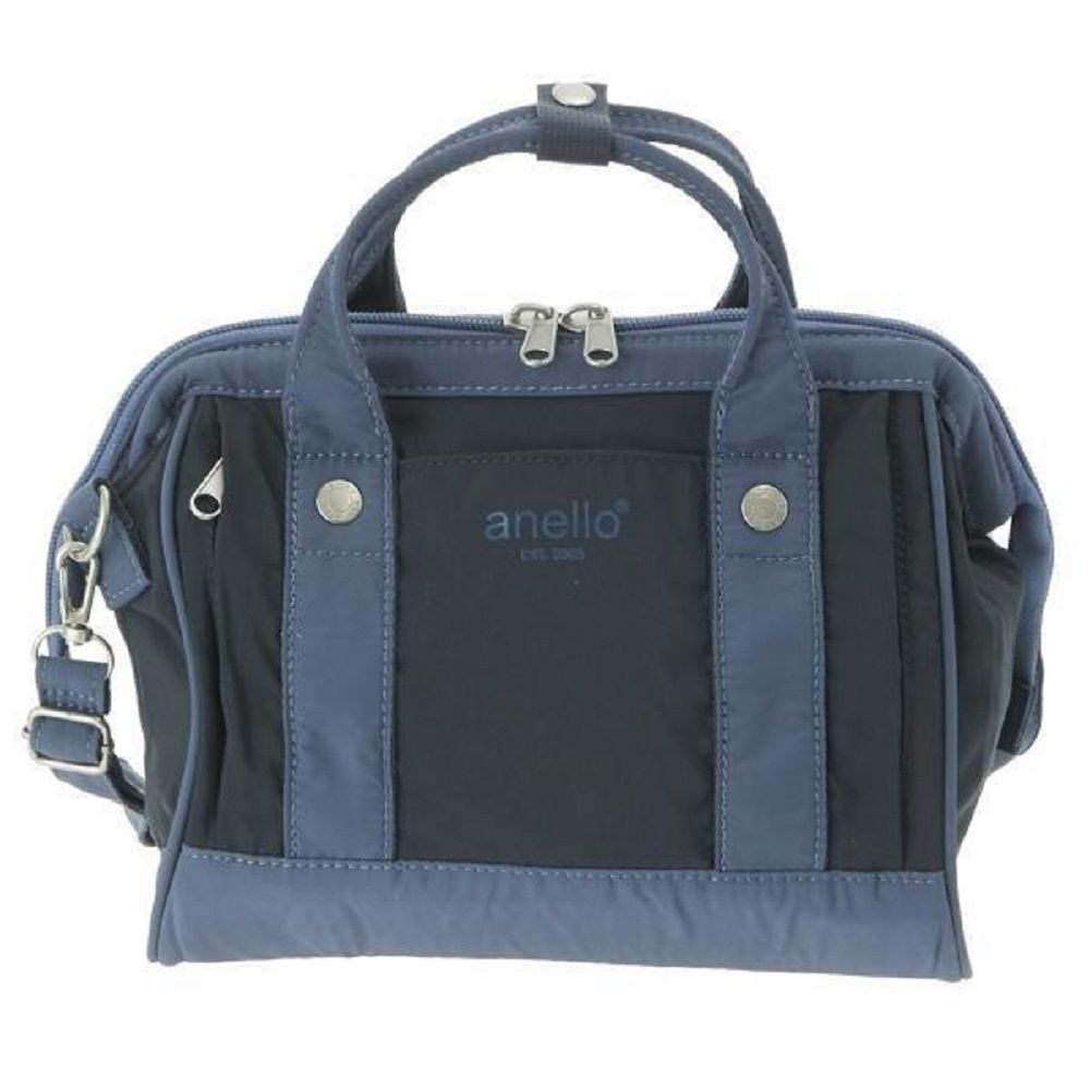 日本 Anello - 棉質尼龍風兩用托特包-小尺寸-NV藍