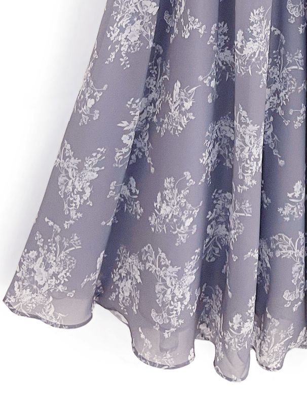 日本 GRL - 甜美小V領荷葉袖收腰碎花洋裝-星塵藍