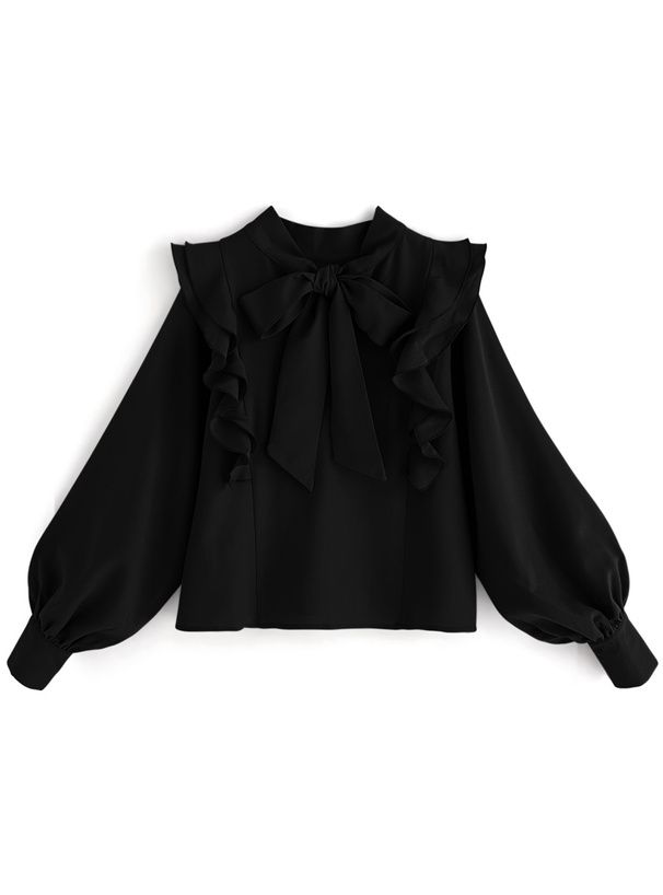 日本 GRL - 華麗扭結氣球袖上衣-淺粉 (F)