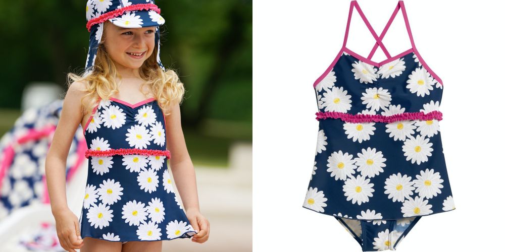 德國Playshoes - 抗UV防曬兒童連身泳裝-復古波點裙