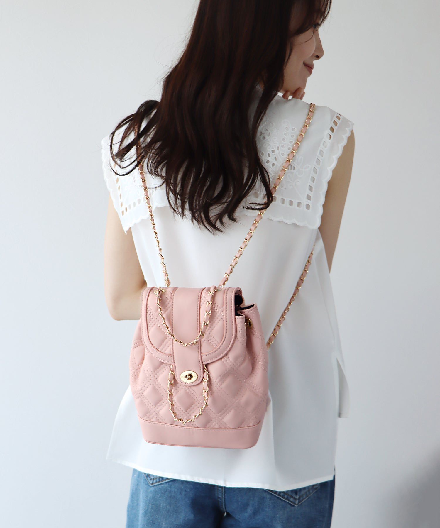 日本 BLUE EAST - 2WAY時尚金屬鍊後背小包-銀