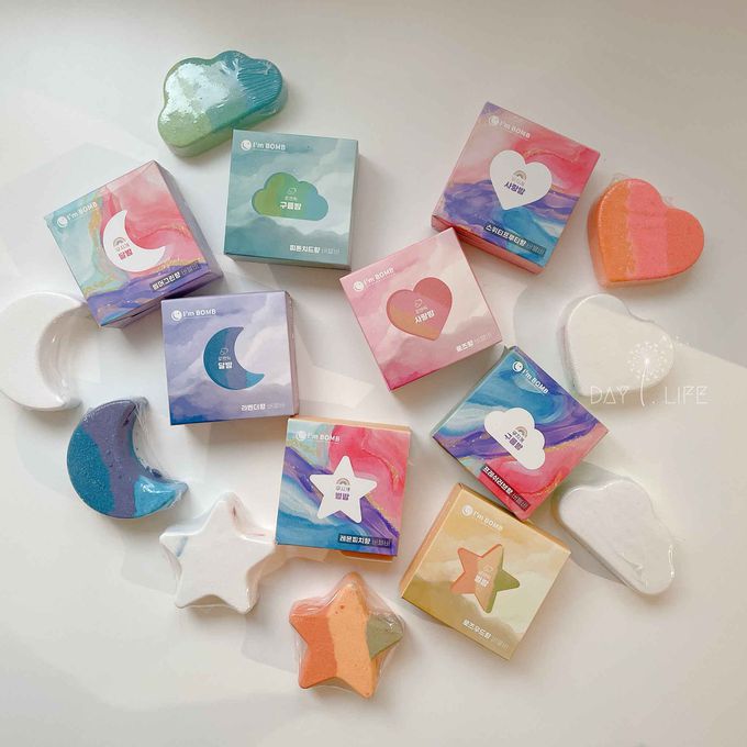 玩玩 Play - 韓國 I'm BOMB沐浴汽泡球_混合組A-彩虹月亮+彩虹愛心+夢幻星星+夢幻雲朵-約重120g/顆