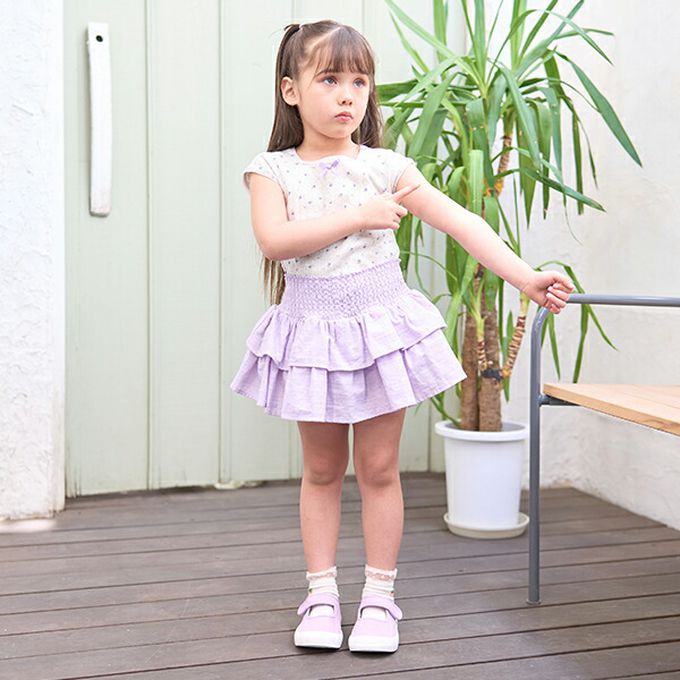 日本 Lycee mine - 100%棉 印花蕾絲滾邊短袖上衣-粉紅