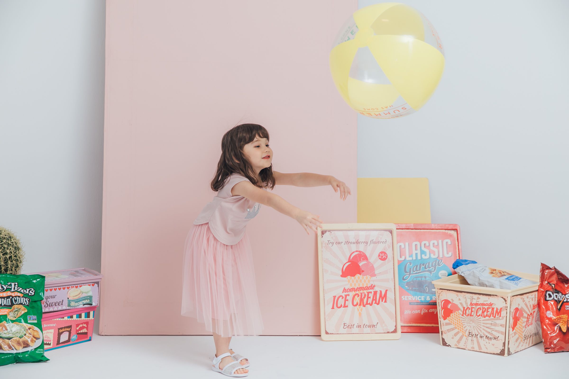 Peachy - 北鼻款*獨家訂製綿柔連身紗裙-細肩帶連身款-蜜桃粉