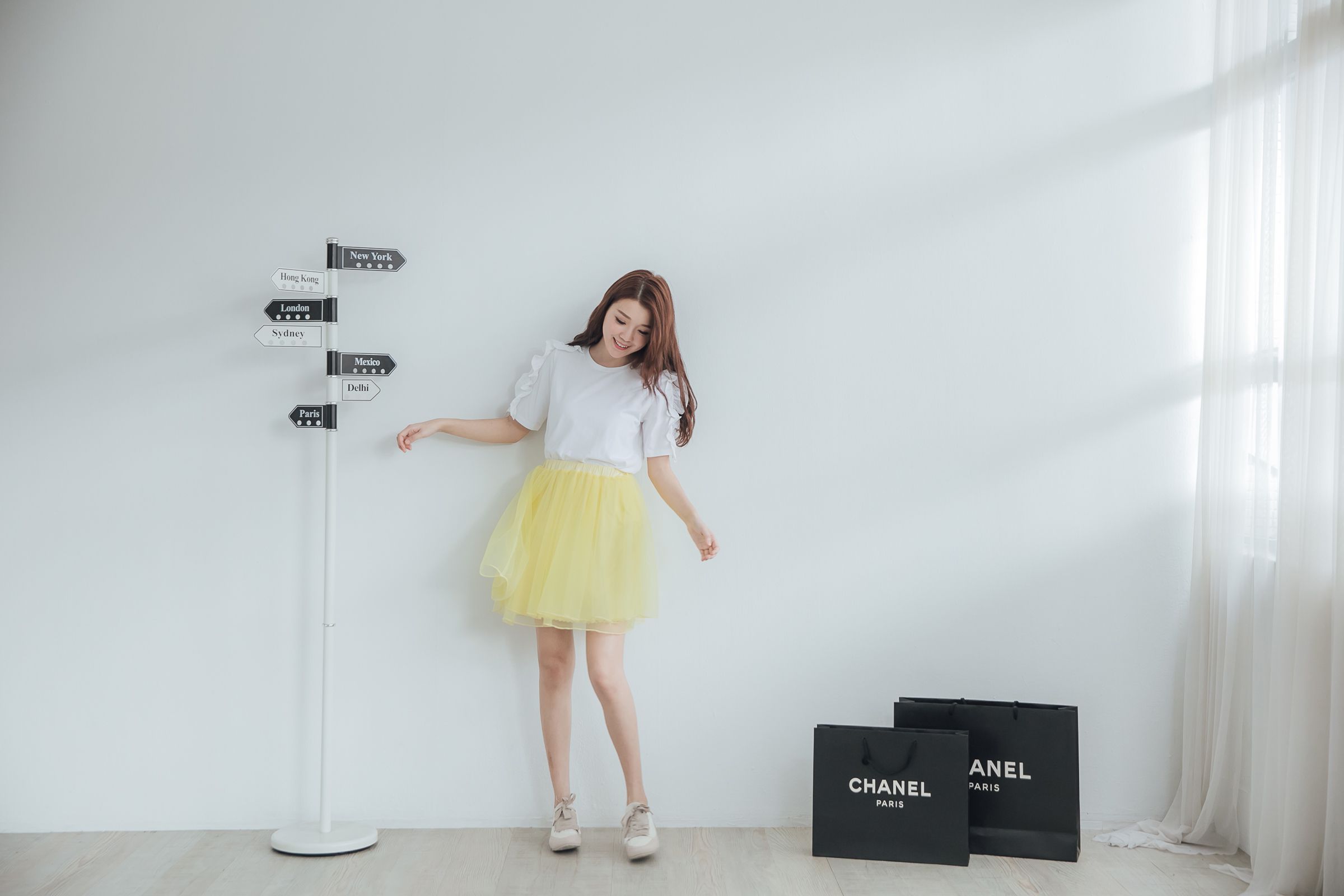 Peachy - 獨家訂製綿柔空氣紗裙-短裙款-嫩鵝黃 (F)