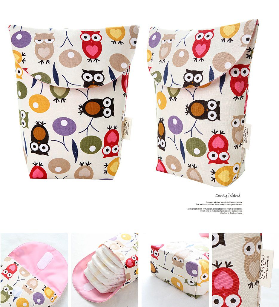 韓國 Coney Island - 防水尿布收納袋-貓頭鷹朋友 (20.5X23.5cm)