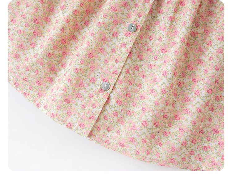 田園風純棉吊帶洋裝-碎花款-粉色