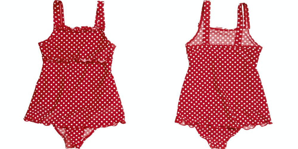 德國Playshoes - 抗UV防曬兒童連身泳裝-復古波點裙