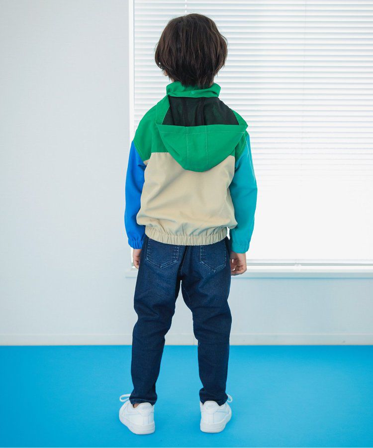 日本 BREEZE - 潑水加工 繽紛連帽防風外套-萊姆