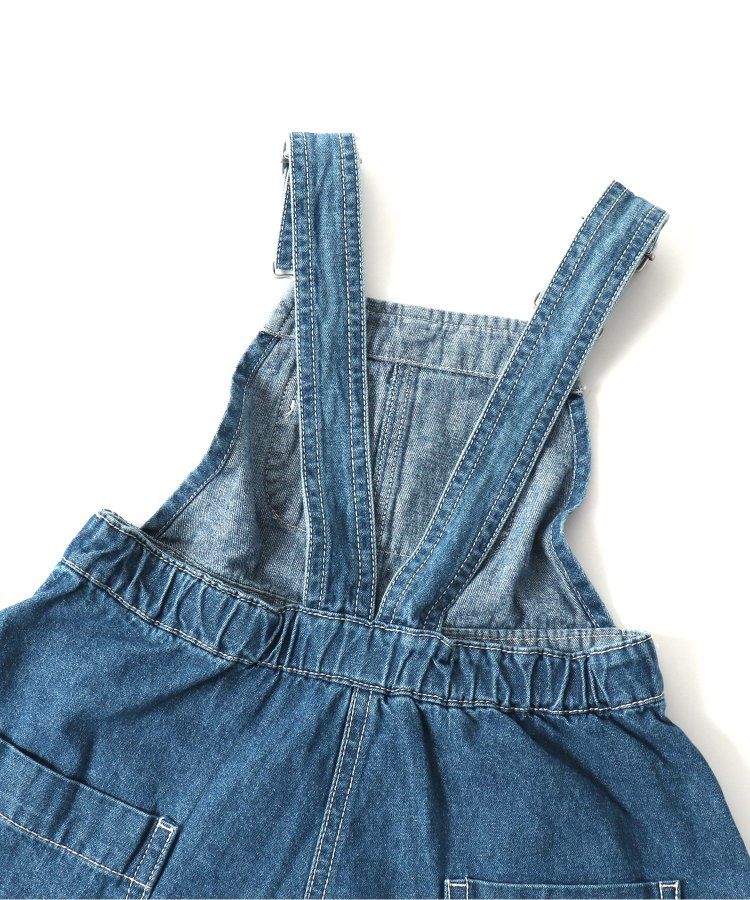 日本 BREEZE - 多口袋厚磅吊帶A字牛仔裙-海軍藍