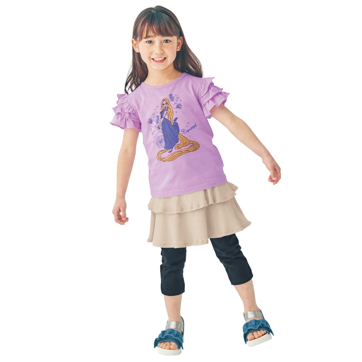 日本千趣會 - 迪士尼天竺棉荷葉短袖上衣-長髮公主-紫