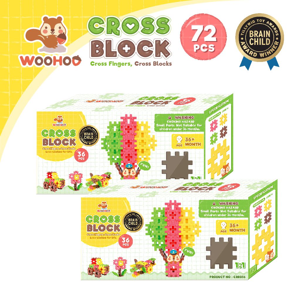 WOOHOO - CROSS BLOCK 心心積木 - 72pcs 【贈束口袋2入】