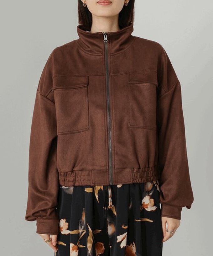 日本 Bab - 麂皮感立領率性口袋俐落外套-黑