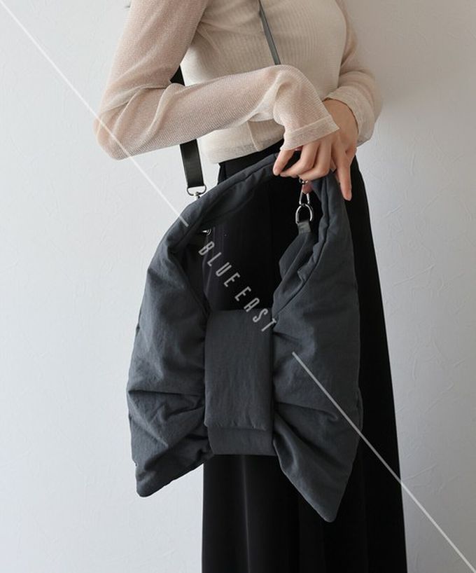 日本 BLUE EAST - 大蝴蝶結造型柔軟2way側背/手提包-淺米