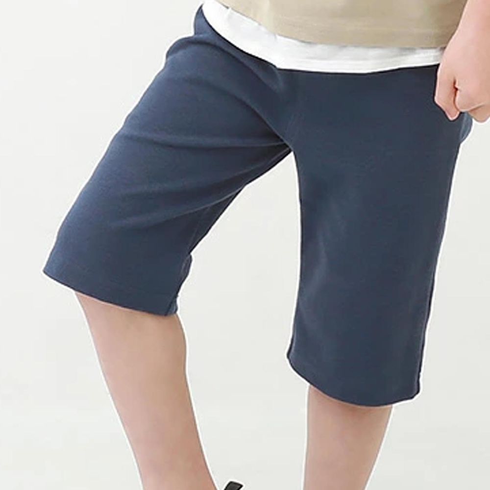 日本 devirock - [熱銷定番] 純棉超彈力寬版五分褲-深藍