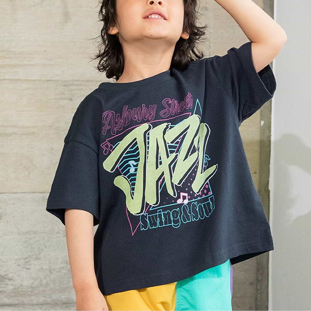 天竺棉活潑百搭短袖上衣-JAZZ-海軍藍