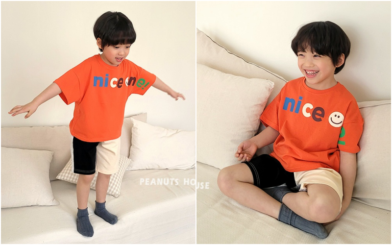 韓國 Peanuts House - 彩色NICE T-深藍