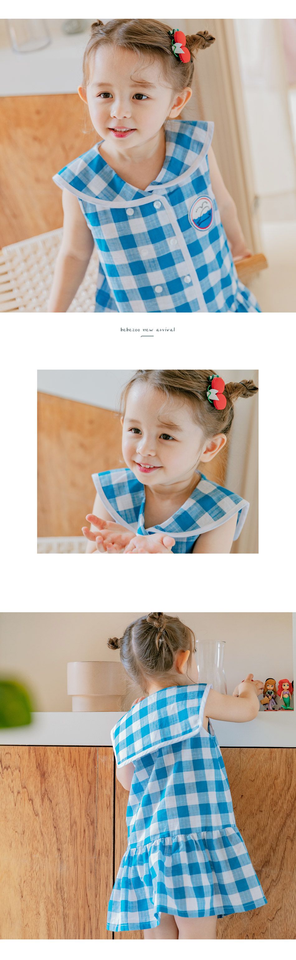 韓國 Bebezoo - 鯨魚格子水手領洋裝