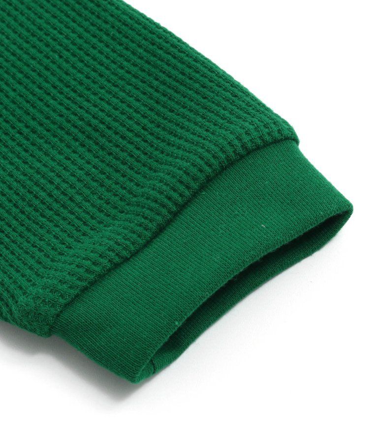 日本 BREEZE - 正反OK！柔軟華夫格長袖上衣-撞色-黃綠灰