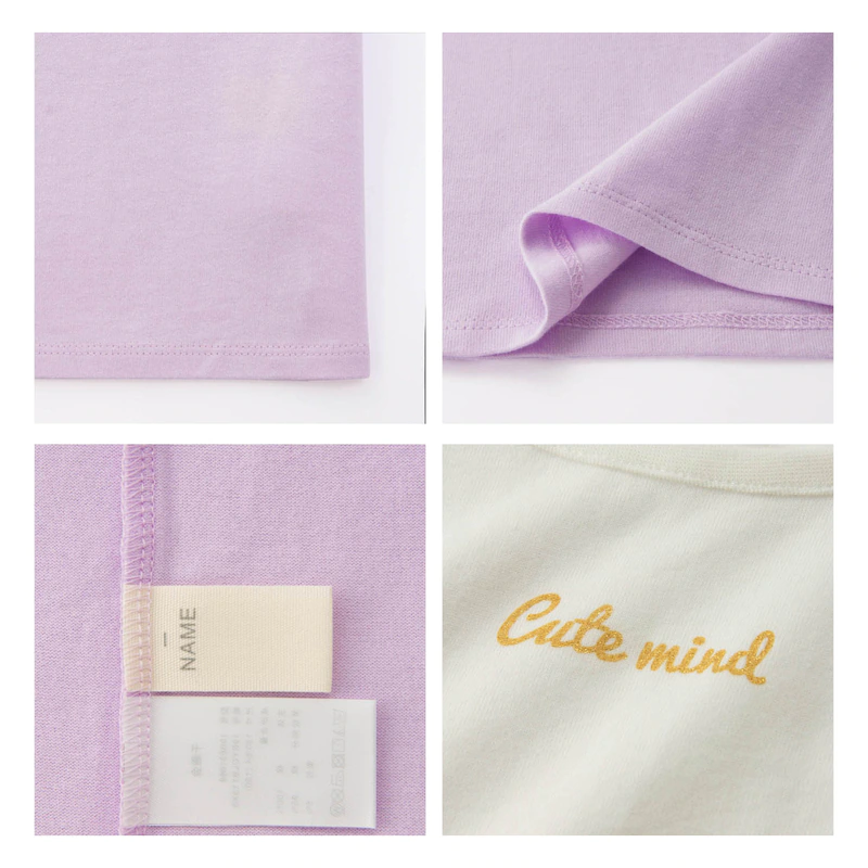 日本千趣會 - GITA 天竺棉印花短T(立體拼接)-冰淇淋花球-灰藍