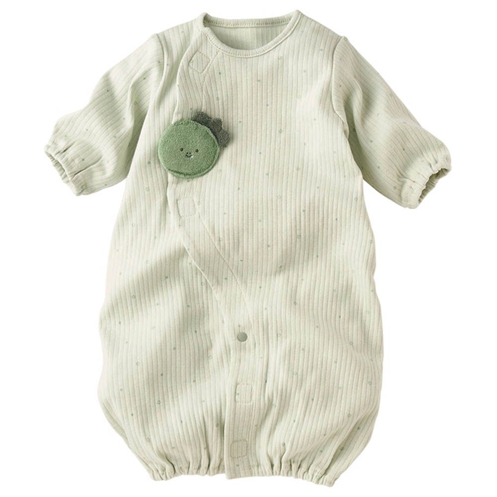 長袖連身衣 穿衣練習-穿脫方便省時-綠色 (50~60cm)